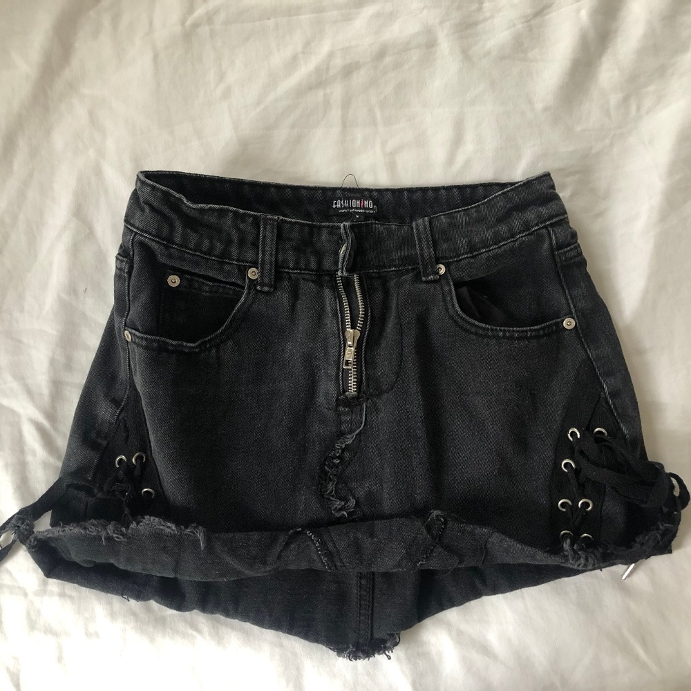 Black Ripped Mini Skirt